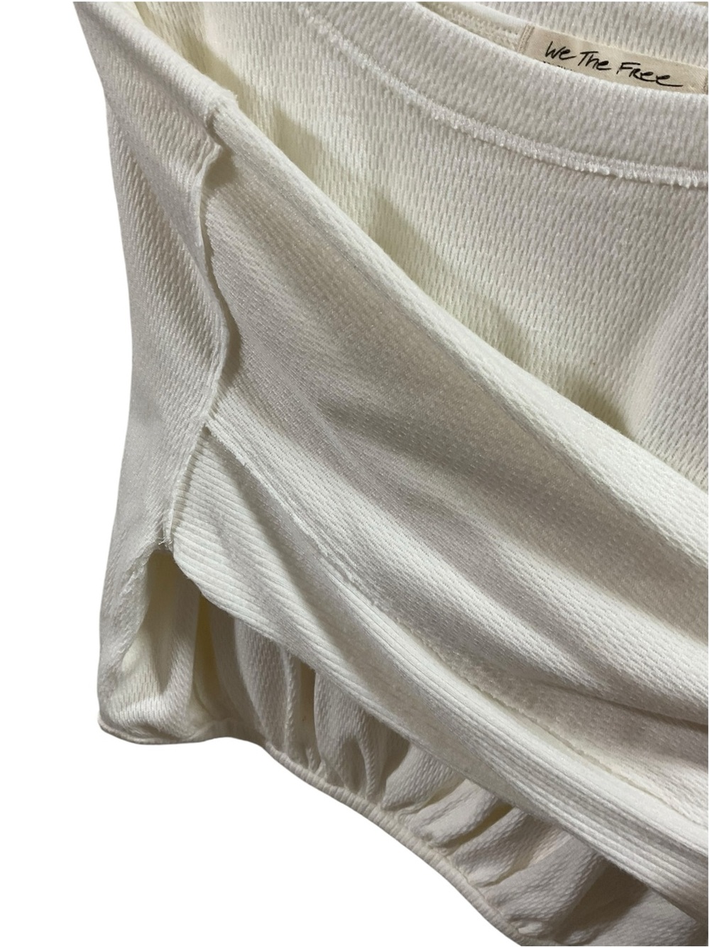 We The Free Sweater White Cropped Size XS Cotton Crewneck boho,Y2K slouchy - Picture 7 of 14